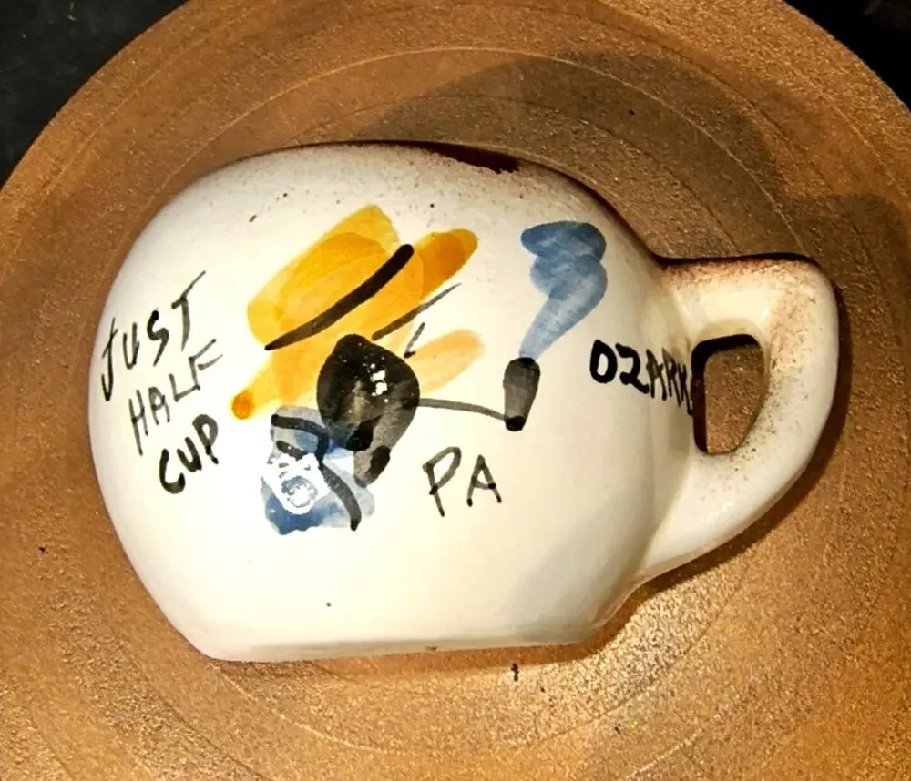 1844.  Vintage Half Cup of Coffee Novelty Mug Ozarks Missouri Arkansas